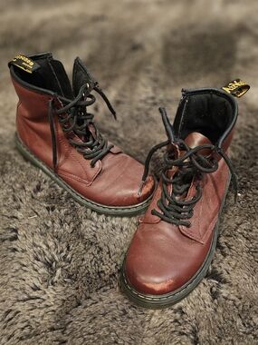 Dr. Martens Kids Red Leather Lace-Up Boots